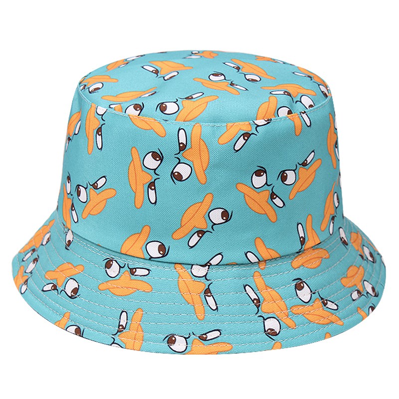 Topi Bucket Motif Print Anime Bahan Katun Untuk Pria Dan Wanita