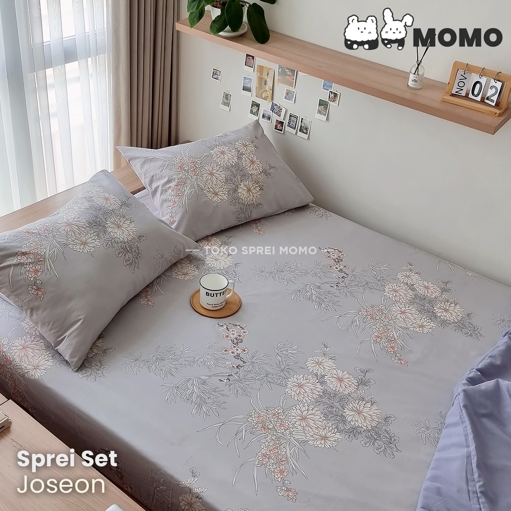 Sprei Set Katun Lokal - Motif Bunga - Ukuran 180 x 200