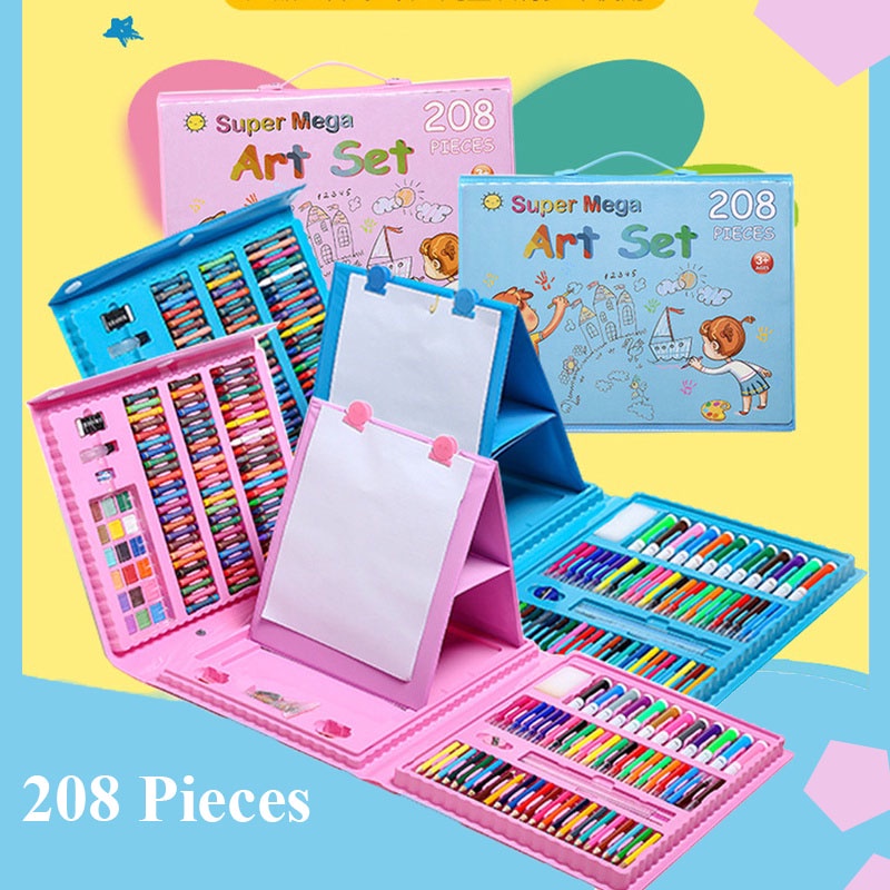 

(PG) Crayon SET 208 PCS CRAYON FULL SET 208PCS PERALATAN GAMBAR LUKIS PENSIL WARNA 1 SET COLOURING