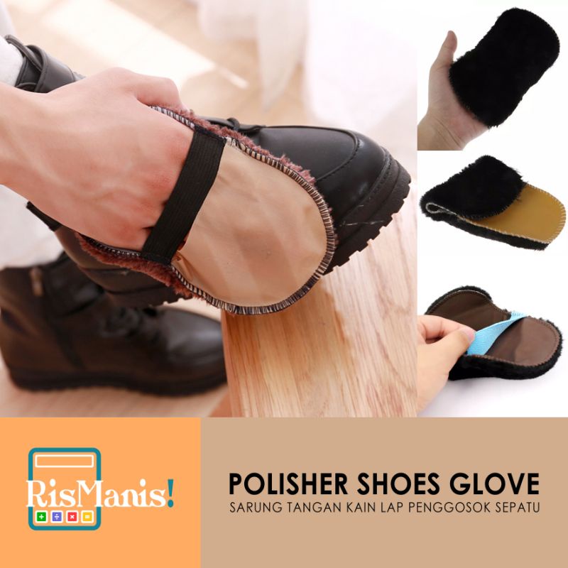 POLISHER SHOES GLOVE - Lap Sarung Tangan Kain Bulu Lembut Serbet Pembersih Sepatu Poles Sandal Penggosok Exterior Interior Mobil Body Motor Pemoles Perabot Rumah