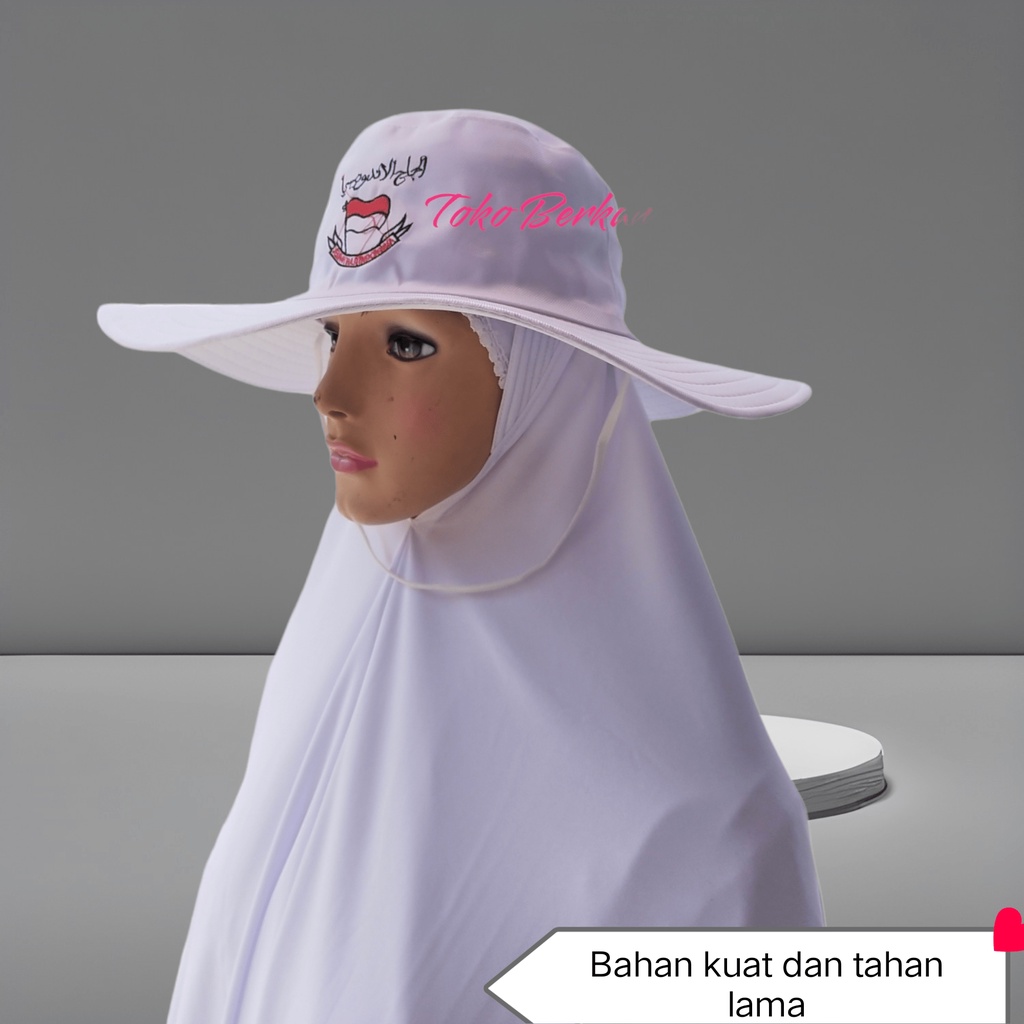 Topi haji dan umroh bulat logo indonesia