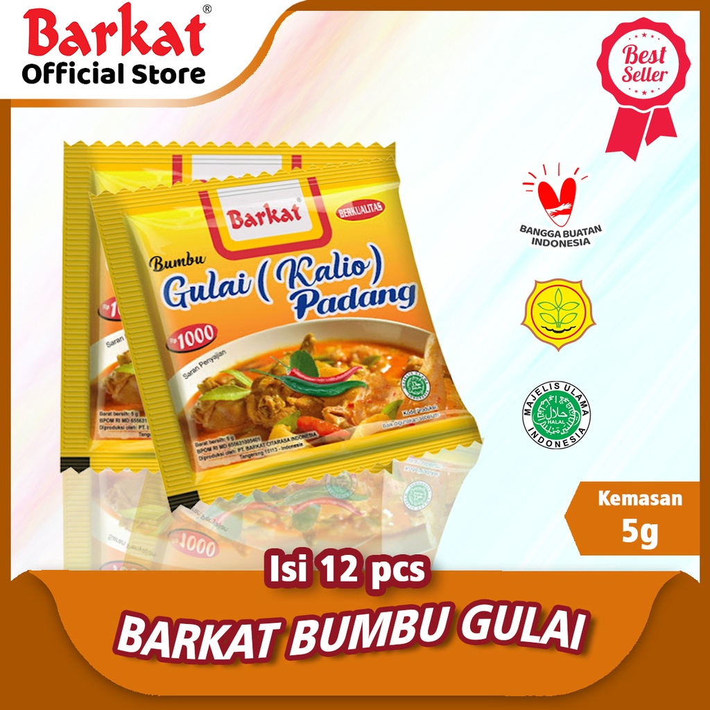 

Barkat Bumbu Gulai Kalio Padang 5 gram Harga 12 pcs Rempah Berkualitas Bumbu Sejak 1939