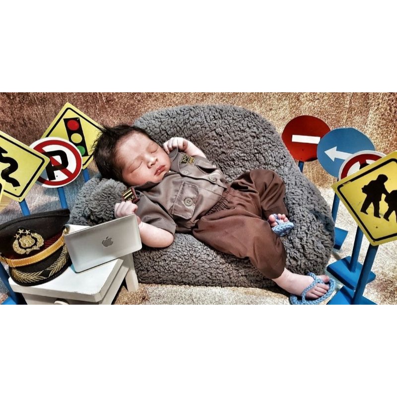 KOSTUM FOTO BAYI NEWBORN POLISI/BAJU BAYI/KOSTUM PROPS NEWBORN