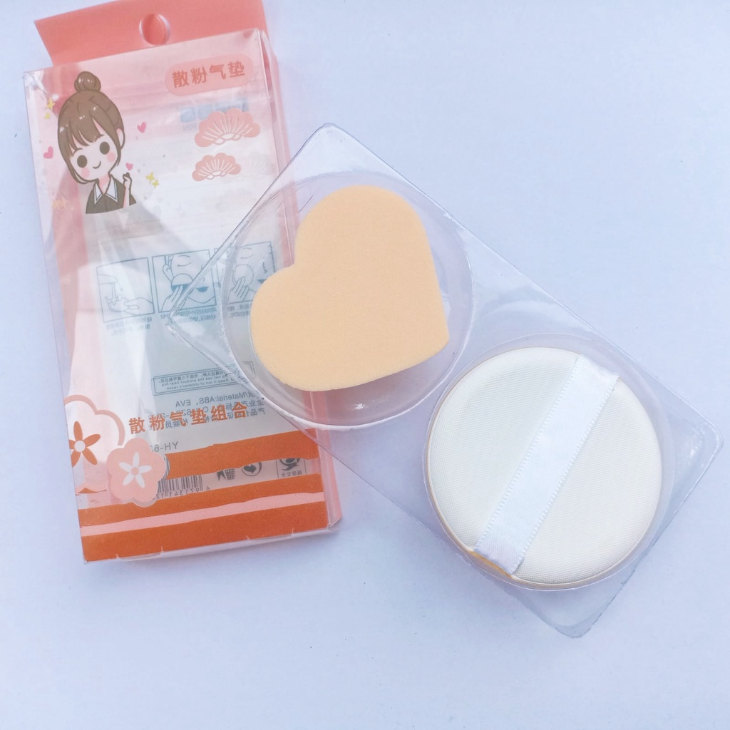 Sponge Bedak Isi 2 Pcs Powder Puff Spons Foundation Spon Makeup Puff Wajah Kemasan Plastik Import F882