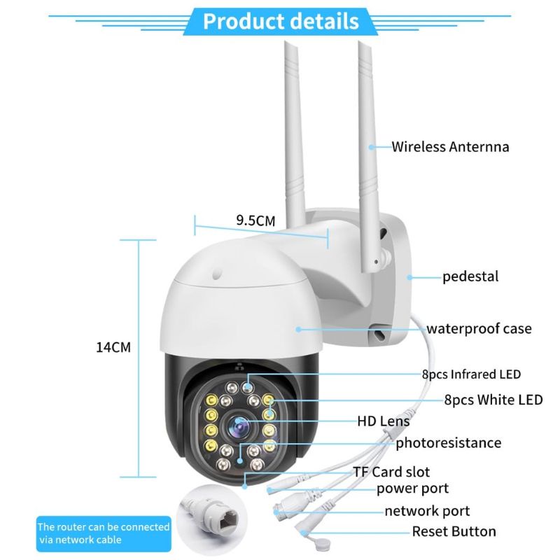 IP CAM OUTDOOR YOOSEE 8MP WIRELESS FULL HD 1080P WIFI PTZ SPEED DOME WATERPROOF