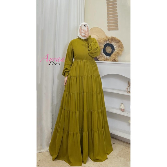 GAMIS AYRRA DRESS CERUTY TANGAN BALON RESLETING BUSUI // ALISHA MUSLIM FASHION