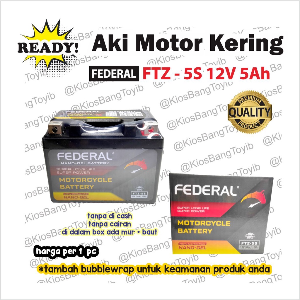 Aki Kering MATIC FTZ 5S 12V 5aH Beat Vario Scoopy Karisma Supra |FED-H