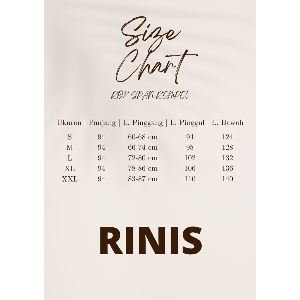 RINIS - Rok Kerja Span Rempel Karet Pinggang Size S - L10 Premium Quality