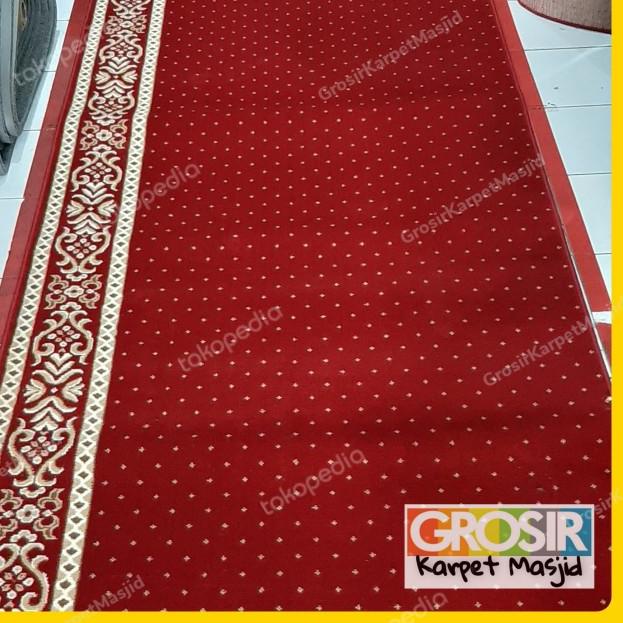 Sajadah tebal 11mm sejadah masjid Karpet masjid Almira meteran murah - Merah Polos
