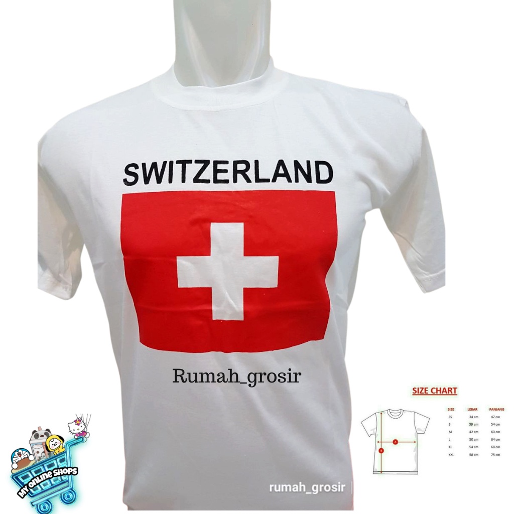 Kaos Souvenir Negara Swiss Switzerland
