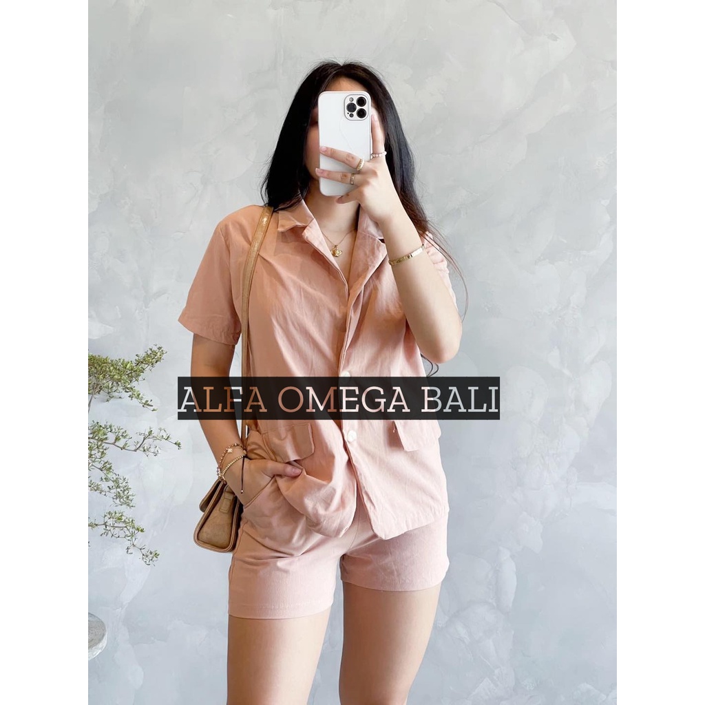 ALFA Blazer Kemeja Set Wanita Linen Bahan berkualitas