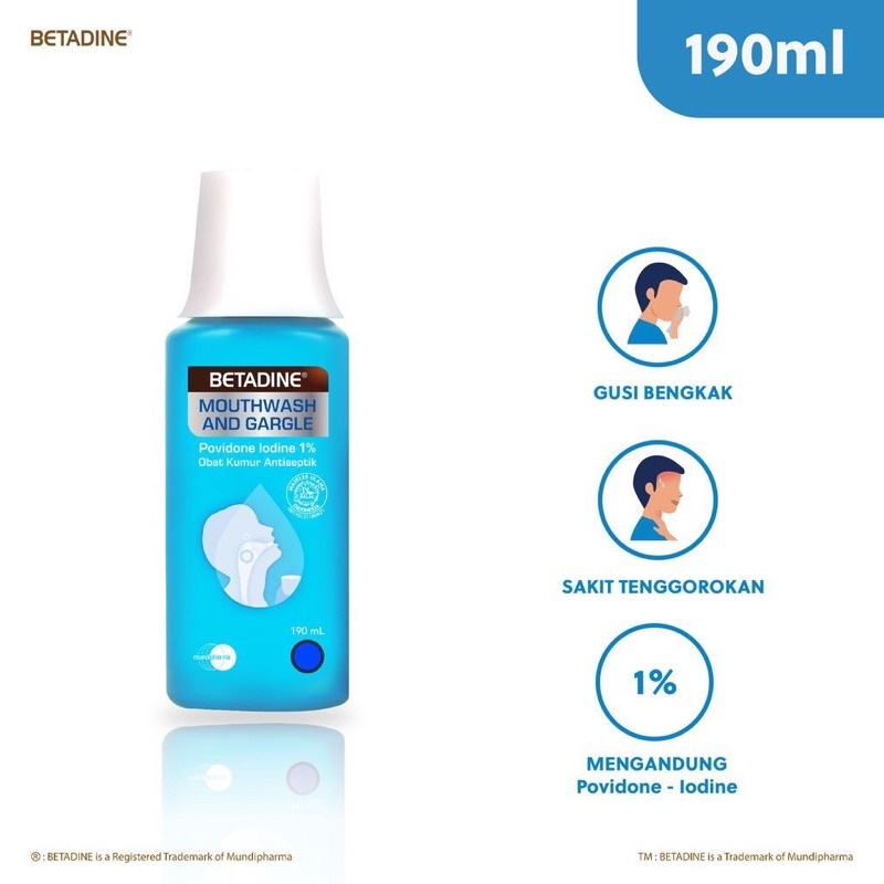 READY STOCK Betadine Obat Kumur Antiseptik 100-190ml