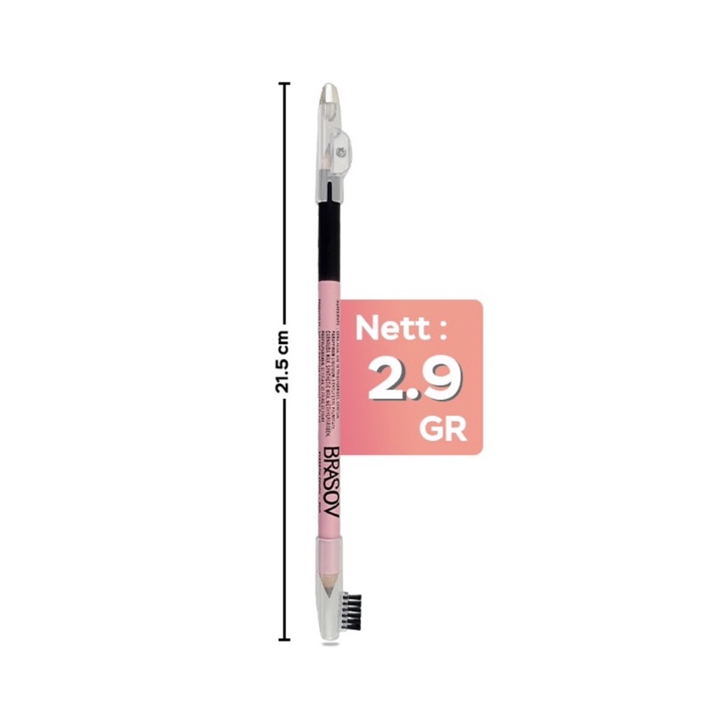 Brasov Eyebrow Pensil Alis Duo 2.9 GR Dengan Sikat &amp; Peraut Eyebrow Pencil Black &amp; Brown