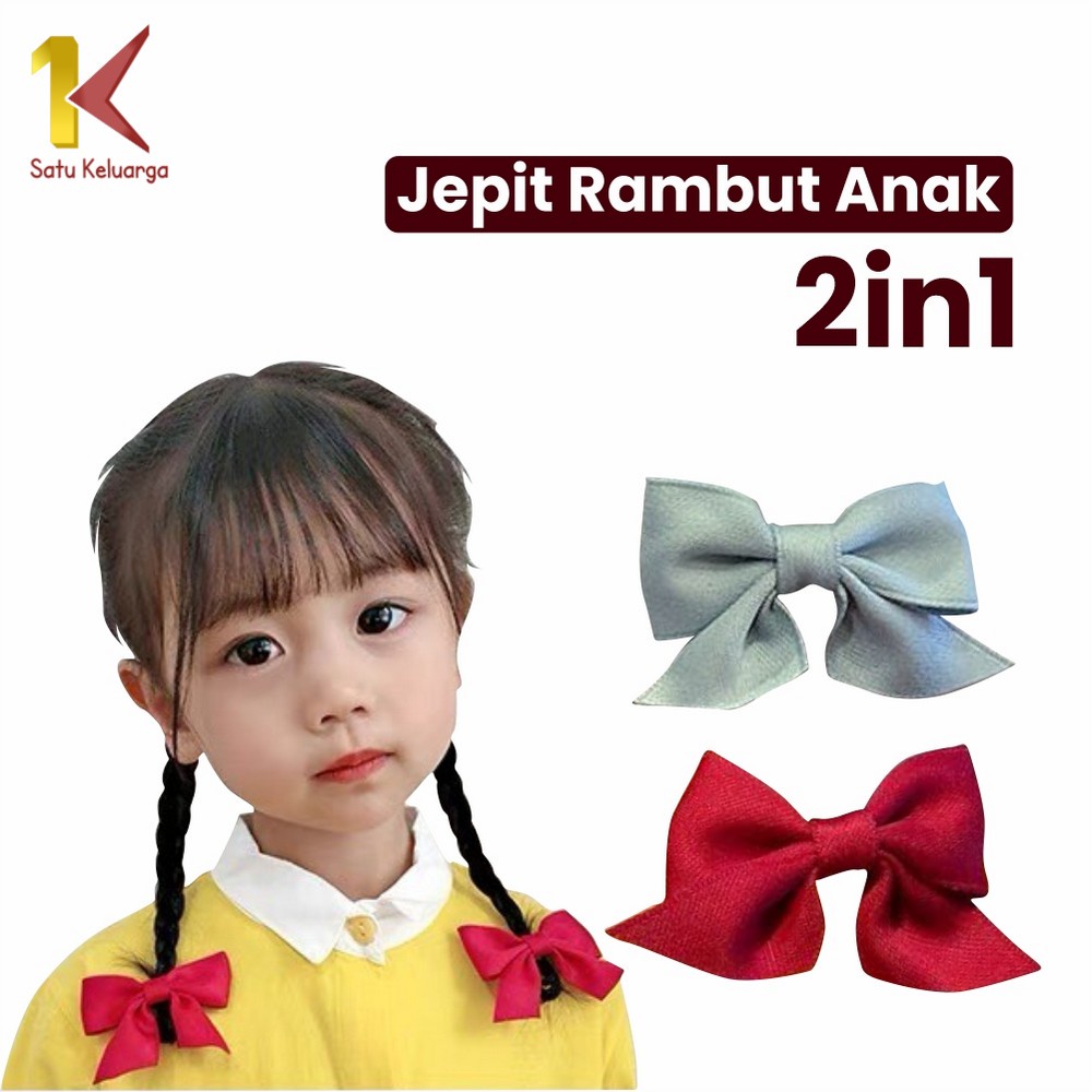 Satu Keluarga Jepit Rambut Pita Anak 2IN1 C321 C322 Jepitan Rambut Anak Perempuan / Jepit Rambut Kup