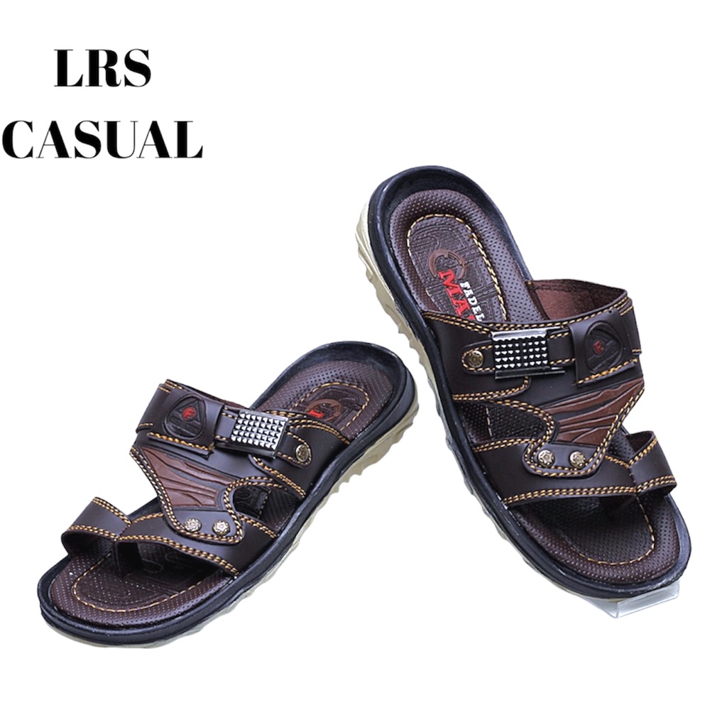 SANDAL PRIA MODEL BARNET BAHAN KULIT BERKUALITAS DI LRSCOLLECTION