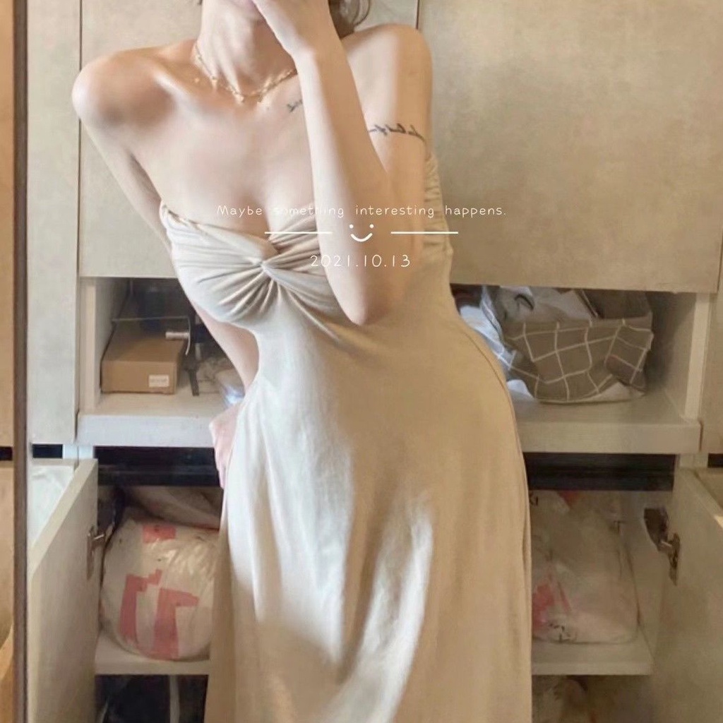 French sexy kink tube top dress + shawl coat 2022 new high-end suit nyaman rok panjang wanita