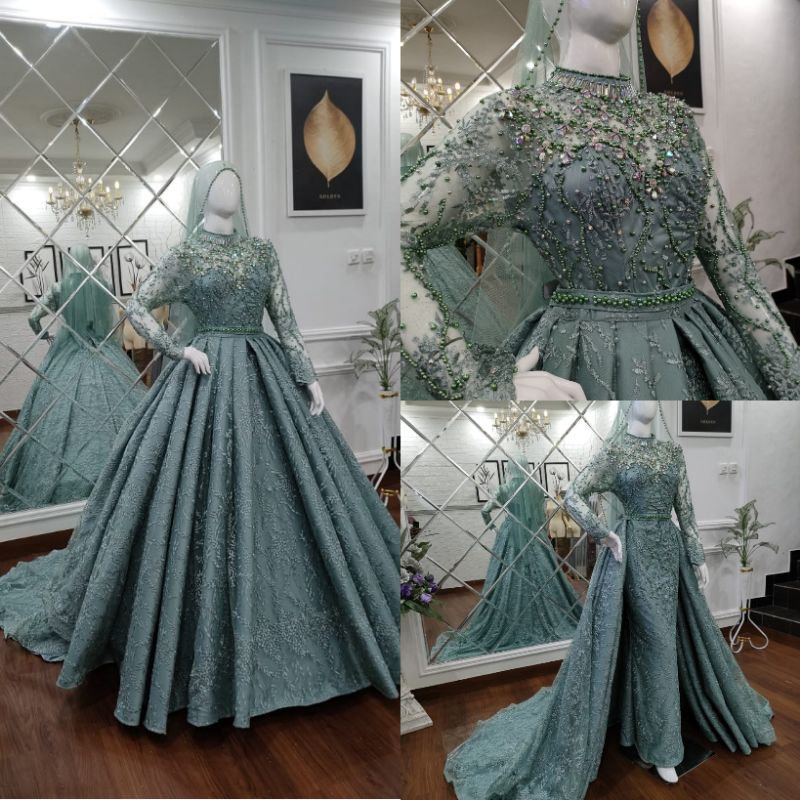 TERLARIS NEW GAUN CRONOLIN PENGANTEN 3 IN 1  /BAJU PENGANTIN CRINOLIN MODEL TERBARU/GAUN SLIM DRESS/GAUN MODREN /GAUN PENGANTIN BEREKOR/WEDDING DRESS