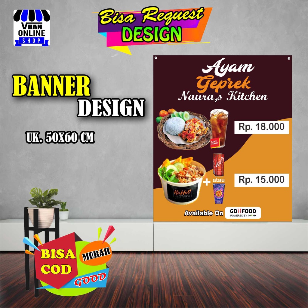 Spanduk Banner Backdrop Ayam Geprek Dan Rice Bowl Murah, Bagus