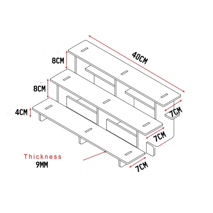 Rak Display Kayu Serbaguna 3 Susun / Wooden Display Rack / Rak Susun