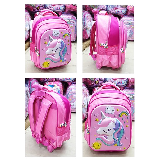 Tas Koper Tas Sd Trolley Anak Perempuan Unicorn Kuda Pony Pirang Embos Pink