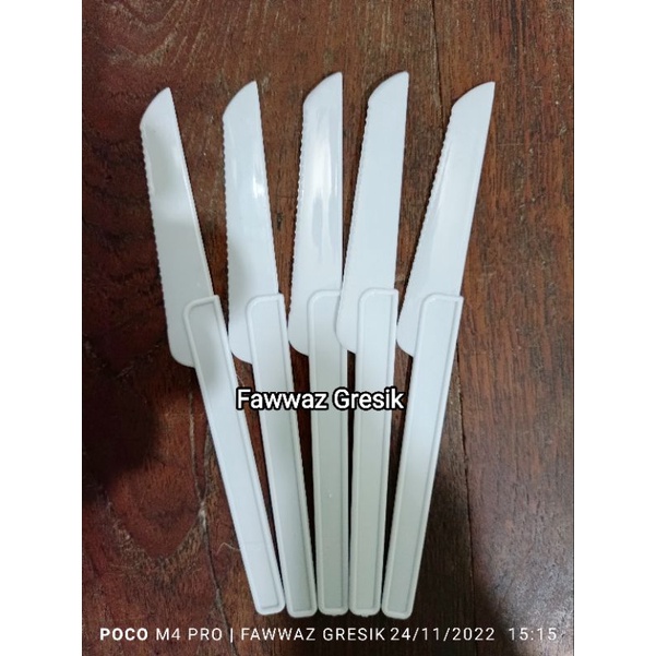 Pisau Plastik Putih / Pisau Brownies / Pisau Cake Plastik (100 pcs)