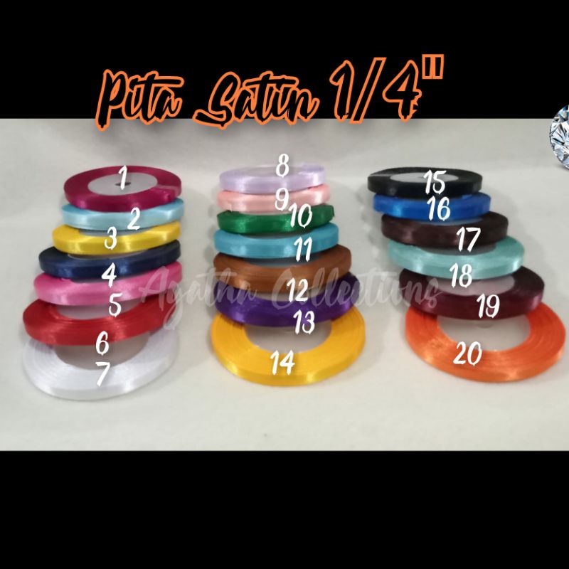 Pita satin 1/4 inch  atau 0,7cm pita sauvenir per rol