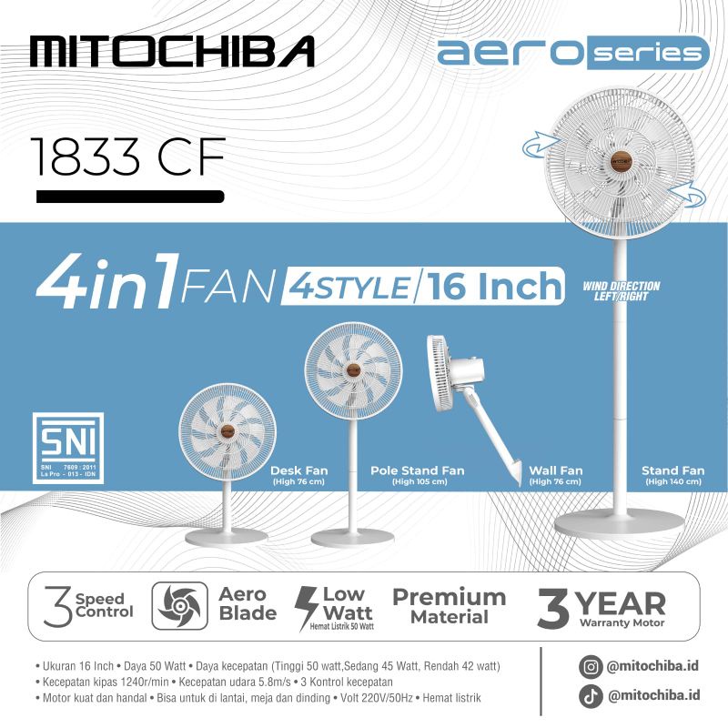 Jual Kipas Angin Mitochiba 4in1 1833 Cf Mitochiba Aero Blade Kipas