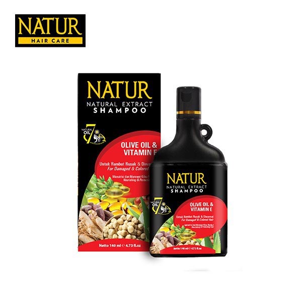 [SHAMPOO | 80ML | 140ML | 270ML] [BPOM] NATUR Natural Extract Shampoo Ginseng | Aloe Vera | Tea Tree Oil | Olive Oil &amp; Vitamin E |