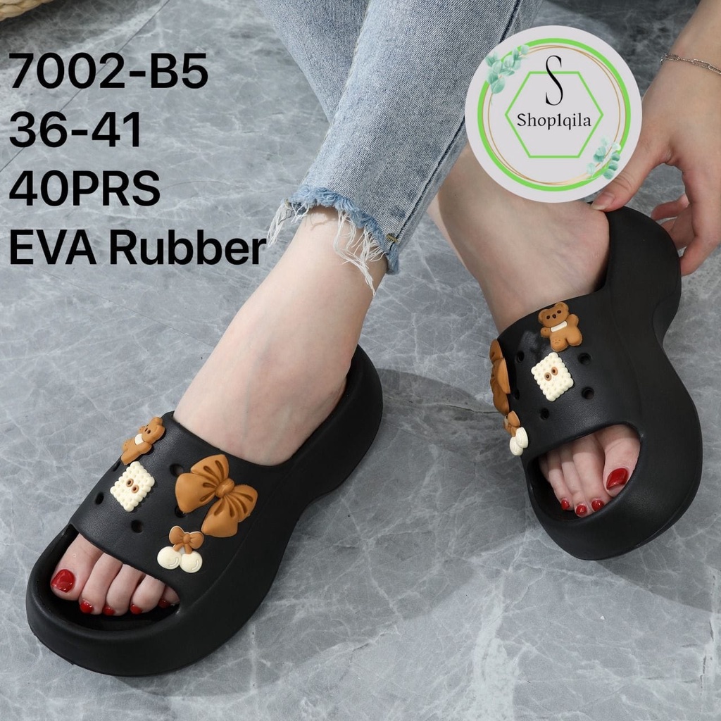 Sandal wedges fuji TOFU rubber kekinian dan stylish korean style 7002