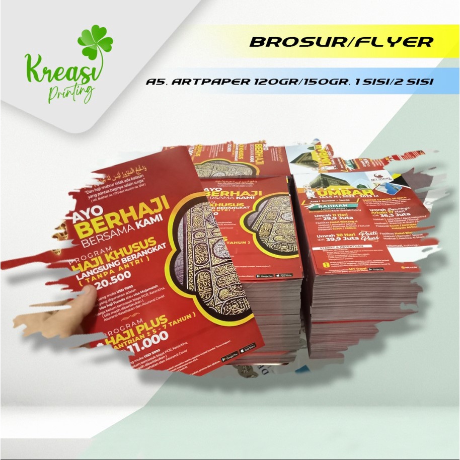 

CETAK BROSUR/FLYER ARTPAPER FULLCOLOUR MURAH & CEPAT 1 HARI SIAP (UK. A5 1 SISI/2 SISI)