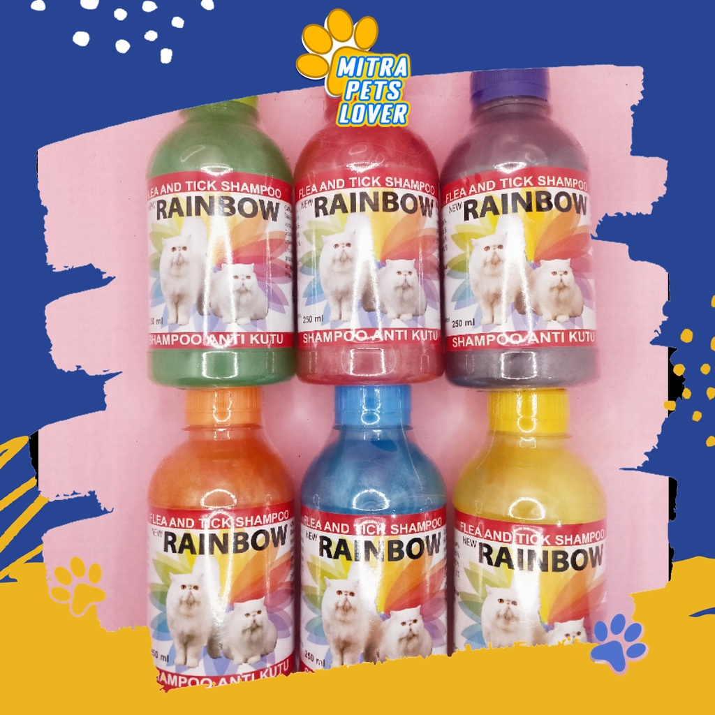 SHAMPO ANTI KUTU KUCING - RAINBOW CAT SHAMPOO ORGANIK 250 ML ORIGINAL - SAMPO AROMA BUNGA KRISAN BULU LEMBUT HARUM WANGI BERSIH PET ANIMAL HEALTHCARE AND VETERINARY TAMASINDO OBAT KESEHATAN DAN VITAMIN TERNAK HEWAN BINATANG PELIHARAAN MITRAPETLOVER