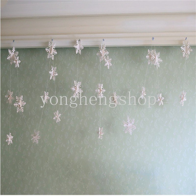 12pcs Banner Garland Desain Snowflake 3D Bahan Kertas Untuk Dekorasi Natal