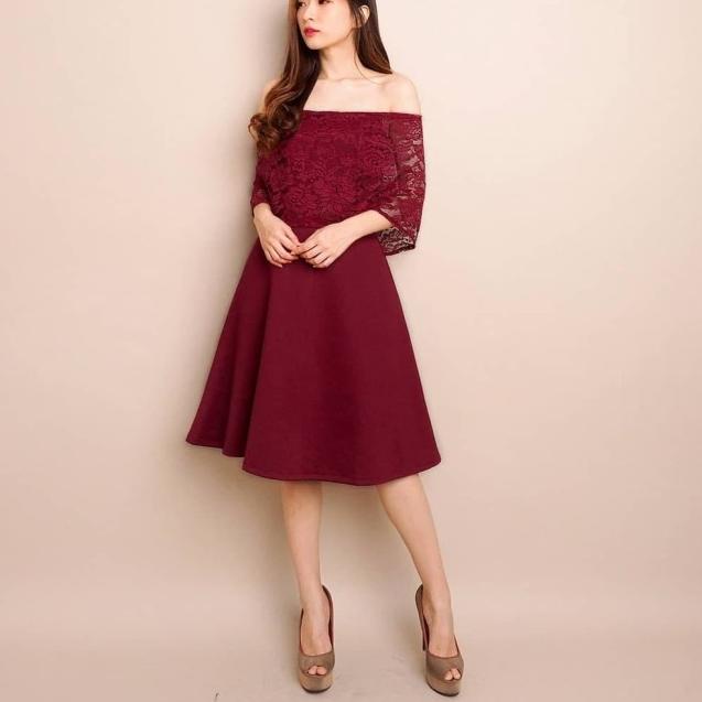 REAL PICT JANUERA DRESS (DS-029) Brokat Import Tebal Adem Nyaman - Putih