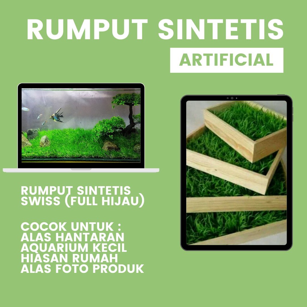 Rumput Sintetis Murah Swiss Dekorasi Taman Outdoor Indoor Alas Hantaran Mahar Aquascape Aquarium Tanaman Plastik Best Quality