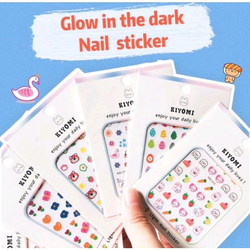 Stiker kuku Glow in the dark / nail stiker cartoon anti air