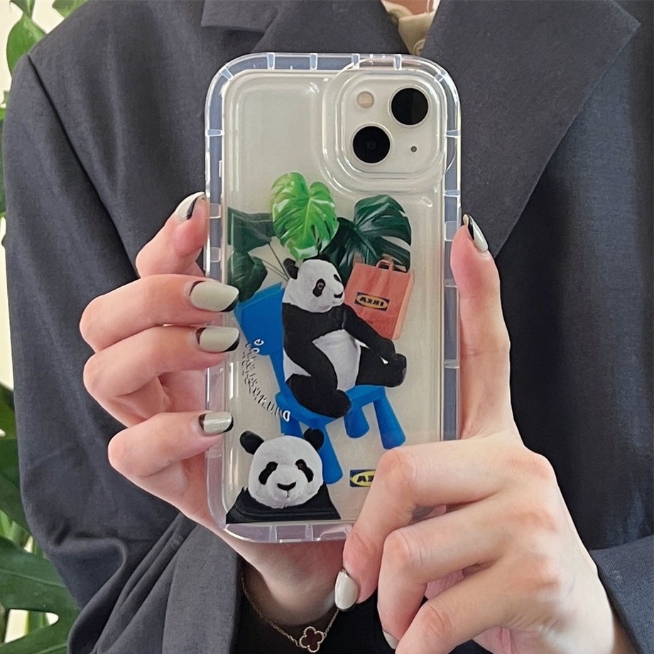 Soft Case Silikon TPU Transparan Motif Panda Untuk IPhone 14 13 12 11 Pro XS Max XR X 8 7 6 6S Plus