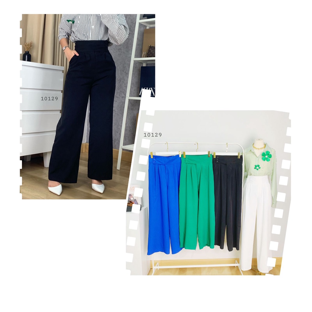 10129 CELANA PJ KULOT NRF POLOS BASIC VARIASI THREE BUTTON TWISS SAMPING SLETING DEPAN CELANA BAHAN 