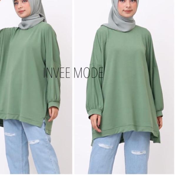 ATASAN BLOUSE BATWING JUMBO BIGSIZE OVERSIZE BABYTERRY SPANDEX - 1795 - Putih, 3L