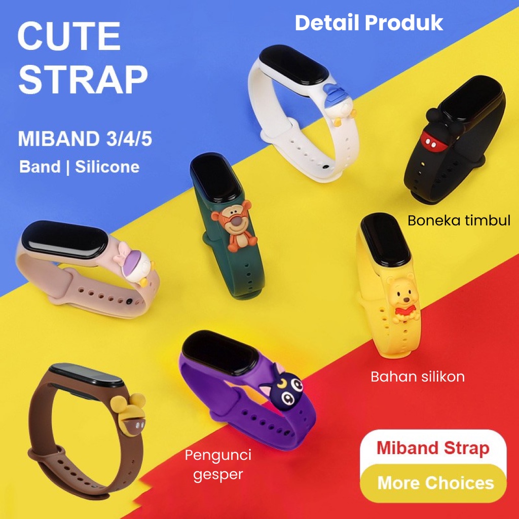 Strap Tali Xiaomi Mi Band 3/4/5/6 Boneka Kartun 3D Xiaomi Band Strap