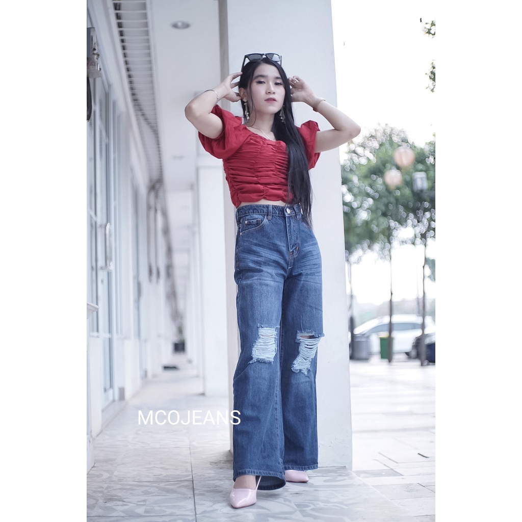 MCO - Celana Wanita - Hotty Cullote Melysa Ripped - Kulot Jeans Wanita - OOTD SZ 27-34