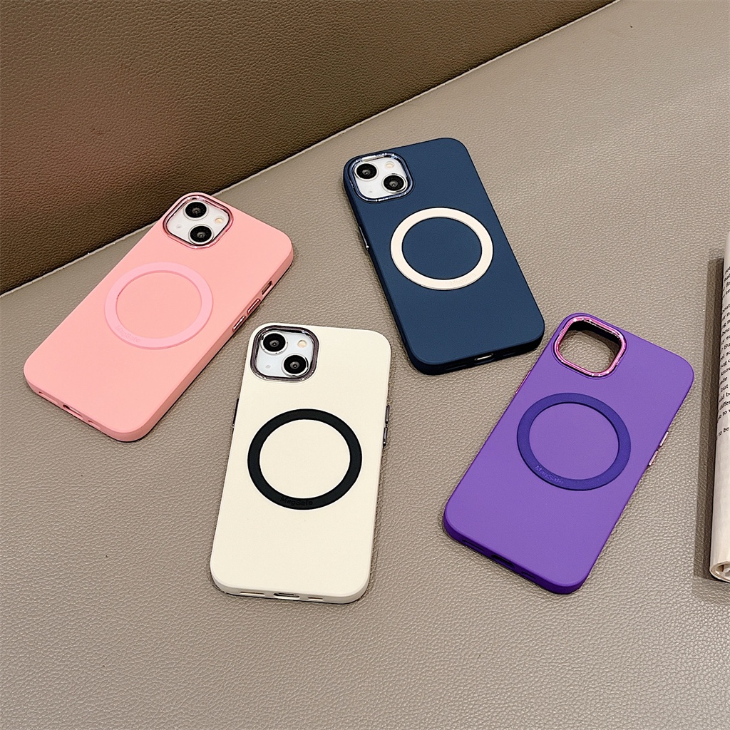 Case Pelindung Kamera Magnetik Bahan Silikon Cair metal velvet Untuk iPhone 14 Pro Max Plus 13 12 11 Pro Max