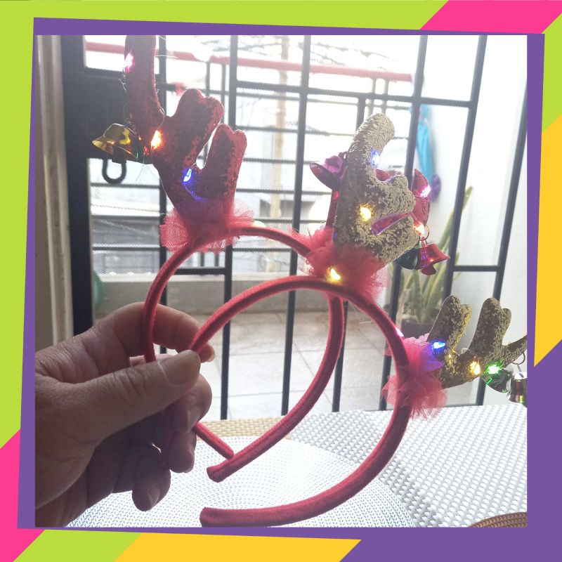 1026 / Bando Natal LED Merry Chrismast / Tanduk Rusa &amp; Lonceng