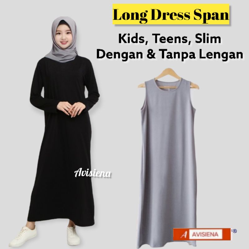 Promo Avisiena - Inner Span Anak Long Dress Sleevesless Jersey Kids, Teens Remaja Baby Bayi Overall 