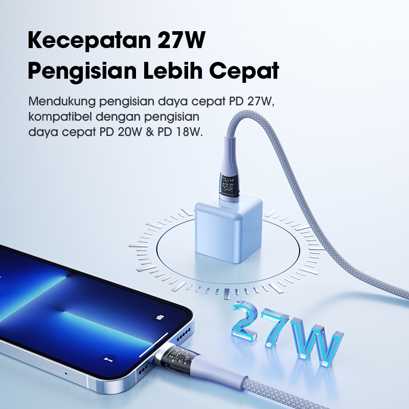 ACOME ACL010T Kabel Data PD Type C to Lightning 100cm Fast Charging 27W  Original - Garansi Resmi 1 Tahun