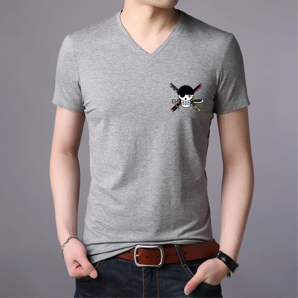 KAOS V-NECK PRIA DISTRO GAMBAR LOGO BAJAK LAUT / ATASAN PRIA DISTRO / SIMPLE BAJU DEWASA