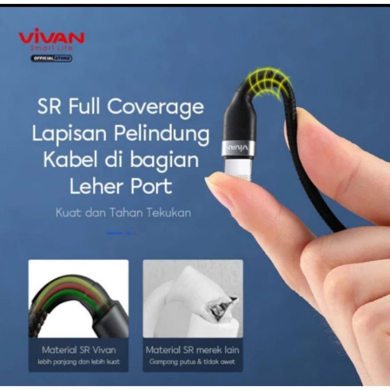 VIVAN VXC100/VXM100/VXL100 Kabel Data Type-C Micro Lightning QC