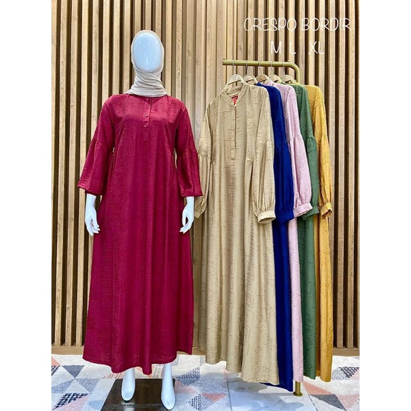 Terbaru Fashion muslim , Gamis Muslimah , Gamis Casual Katun Linen Bordir , Original Kamari.