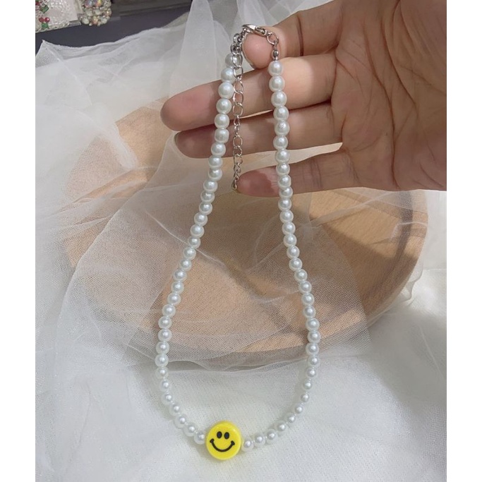 PROMO 12.12 Kalung Mutiara Variasi Manik Smile Unik Korean Style Lucu Fancy