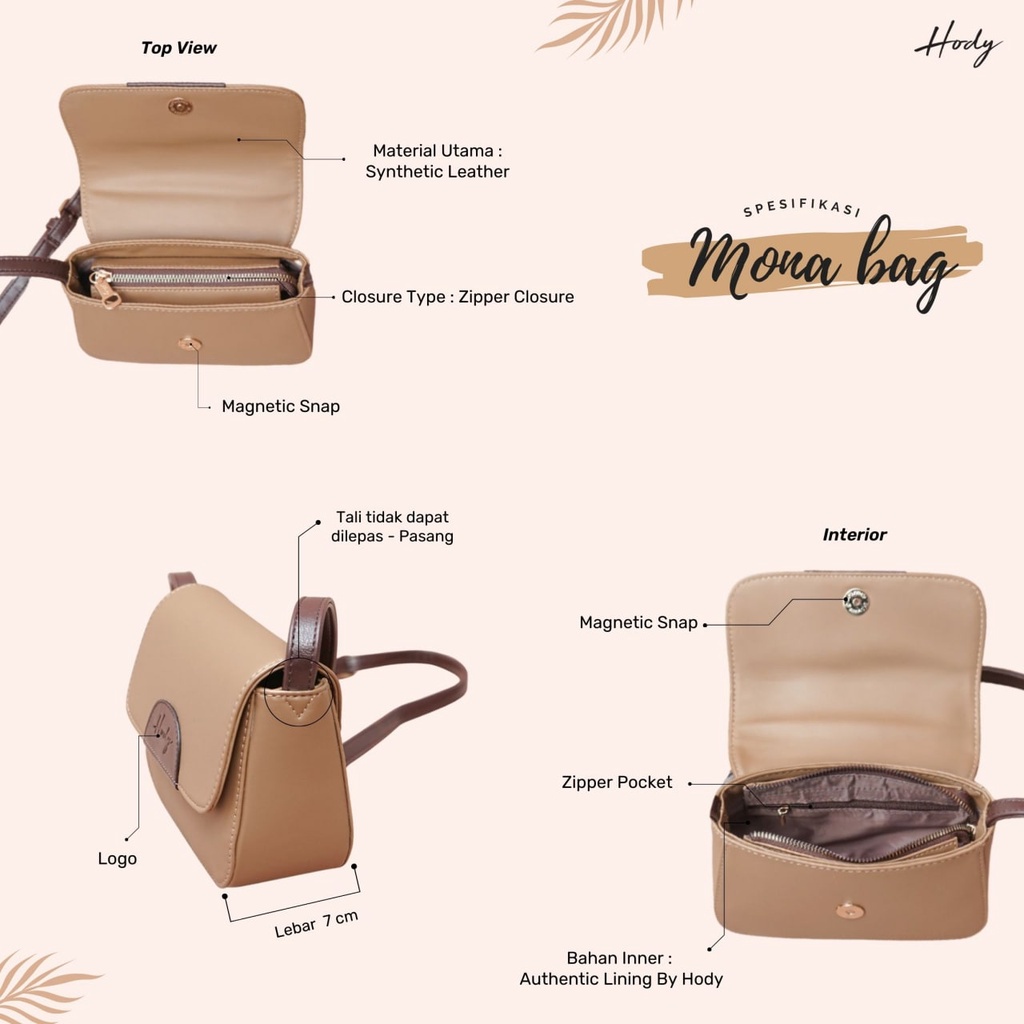 HODY - MONA Bag Tas Selempang Mini Cute Wanita Kulit Premium Cocok Untuk Daily | MONA BAG BY HODY