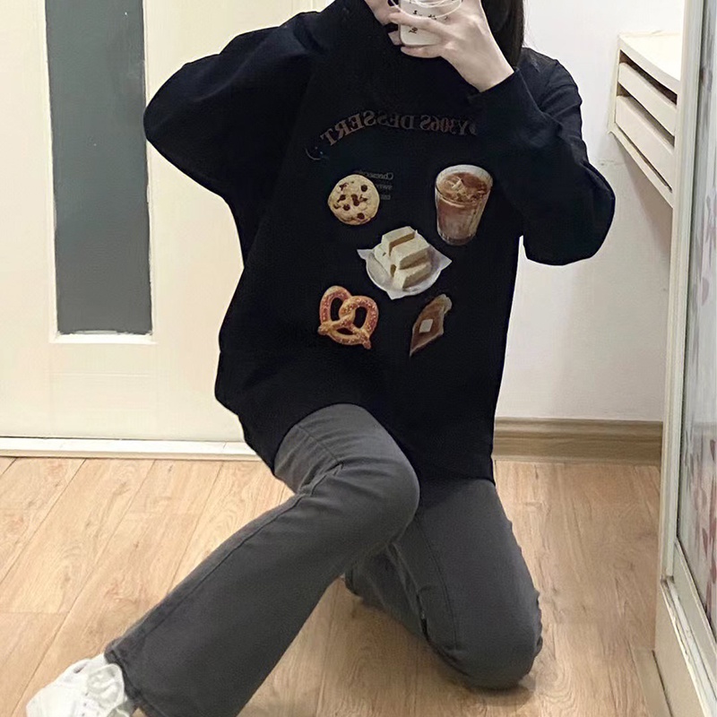 EUNII Sweater Lengan Panjang The Dessert Korean Style/Hoodie Oversize/Baju Wanita/Switer Wanita